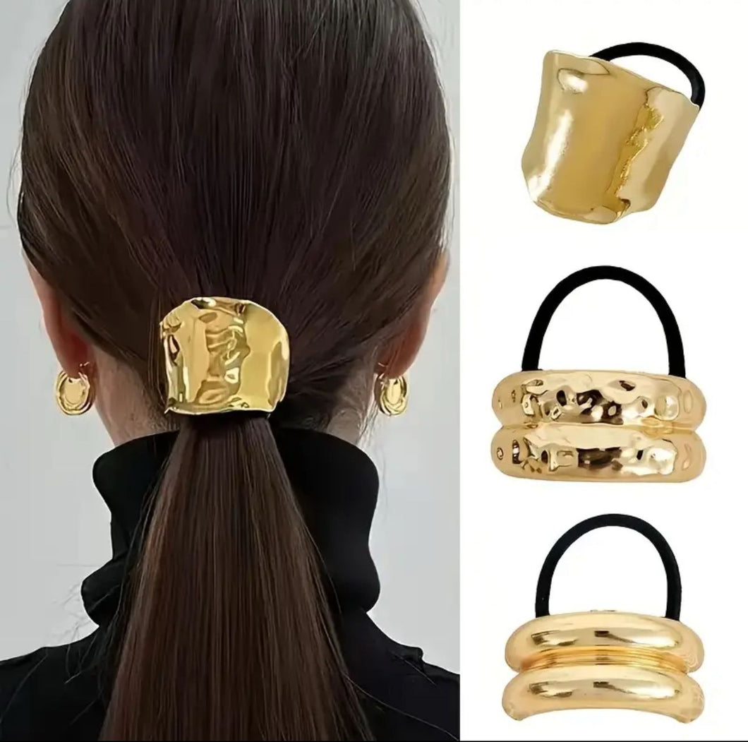 Metal Brushed Hair Rope / Hair Band | Pack of 3