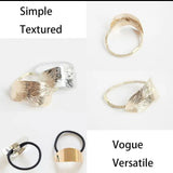 Sleek Leaf Design | Glossy Metal Ponytail Holders | Pack of 4
